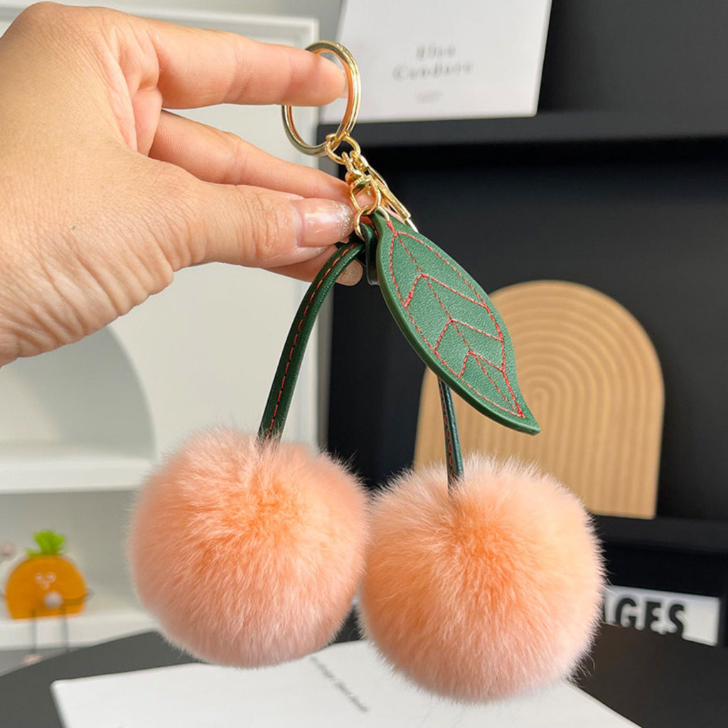 Luxury Faux Fur Cherry Bag Charm