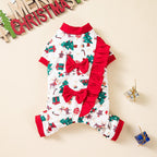 Holiday Ruffle & Bow Dog Christmas Pajamas