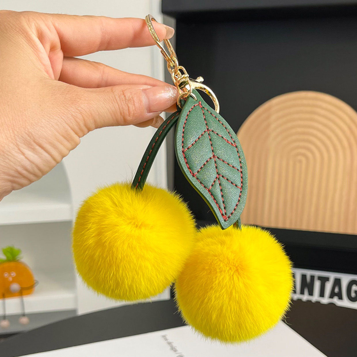 Luxury Faux Fur Cherry Bag Charm