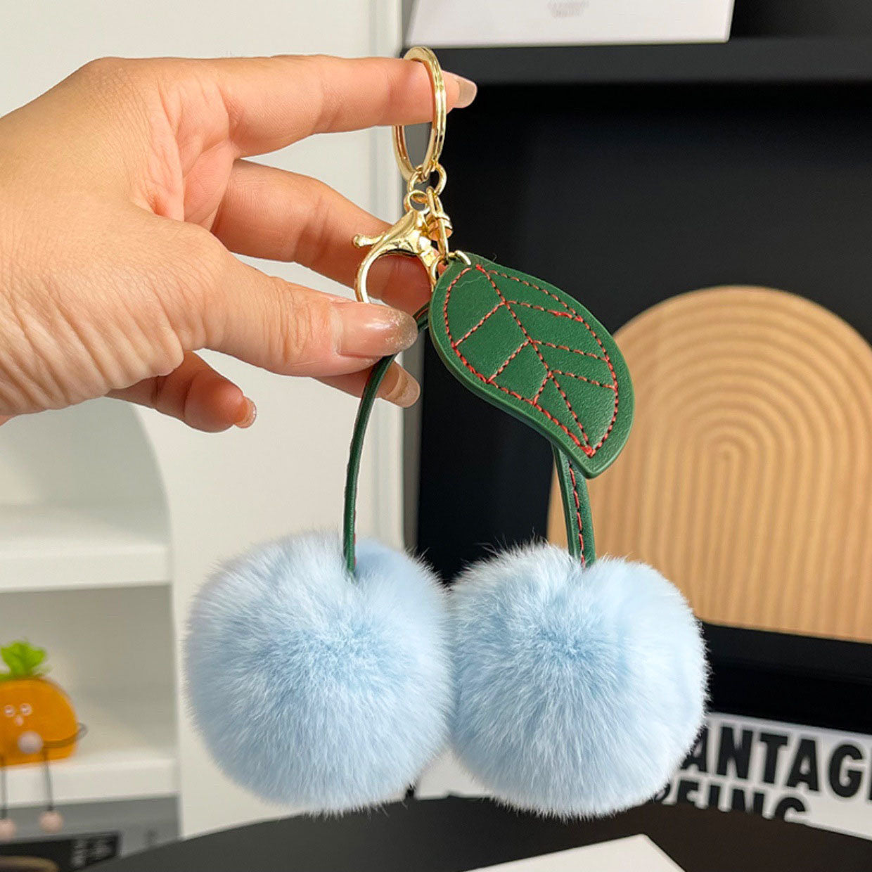 Luxury Faux Fur Cherry Bag Charm