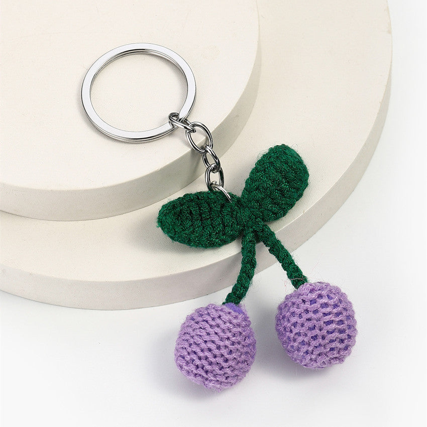 Handmade Crochet Cherry Bag Charm