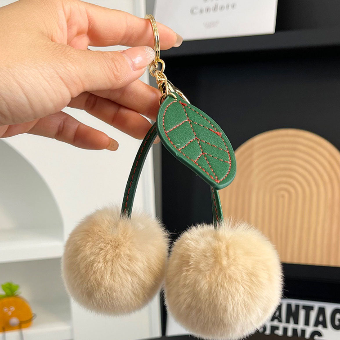 Luxury Faux Fur Cherry Bag Charm