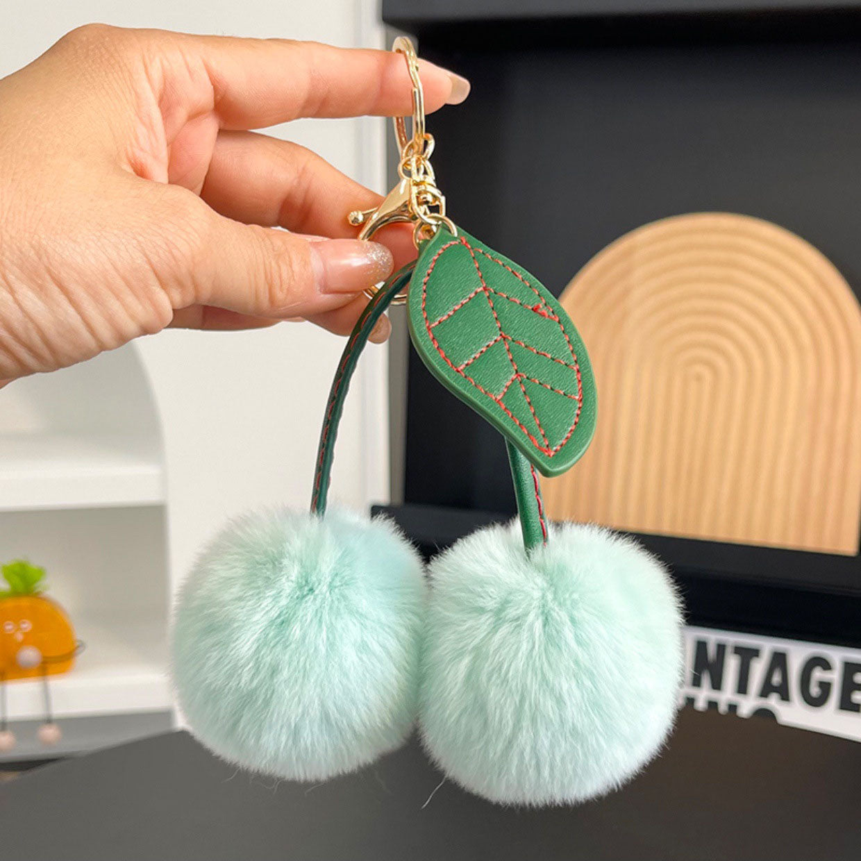 Luxury Faux Fur Cherry Bag Charm