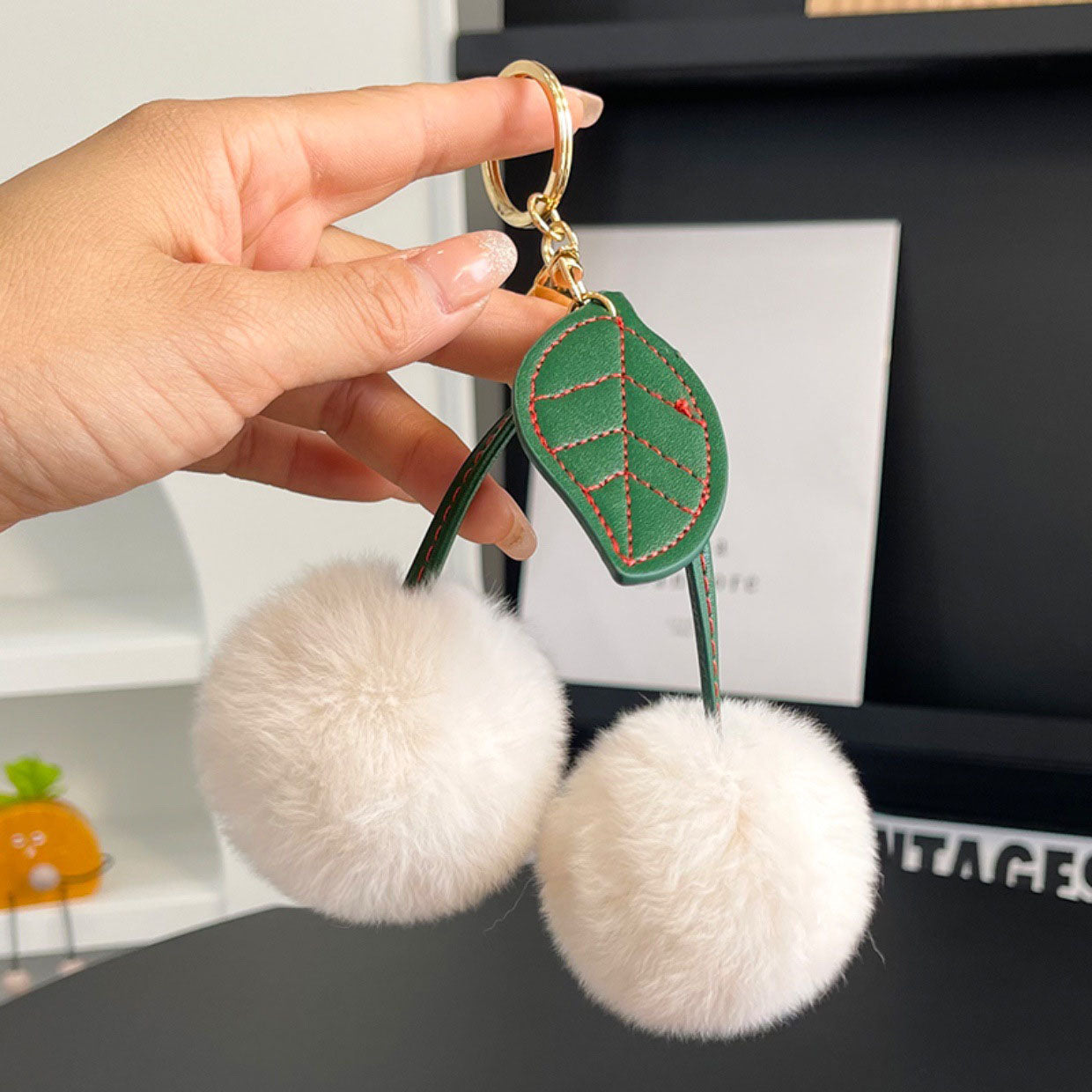 Luxury Faux Fur Cherry Bag Charm