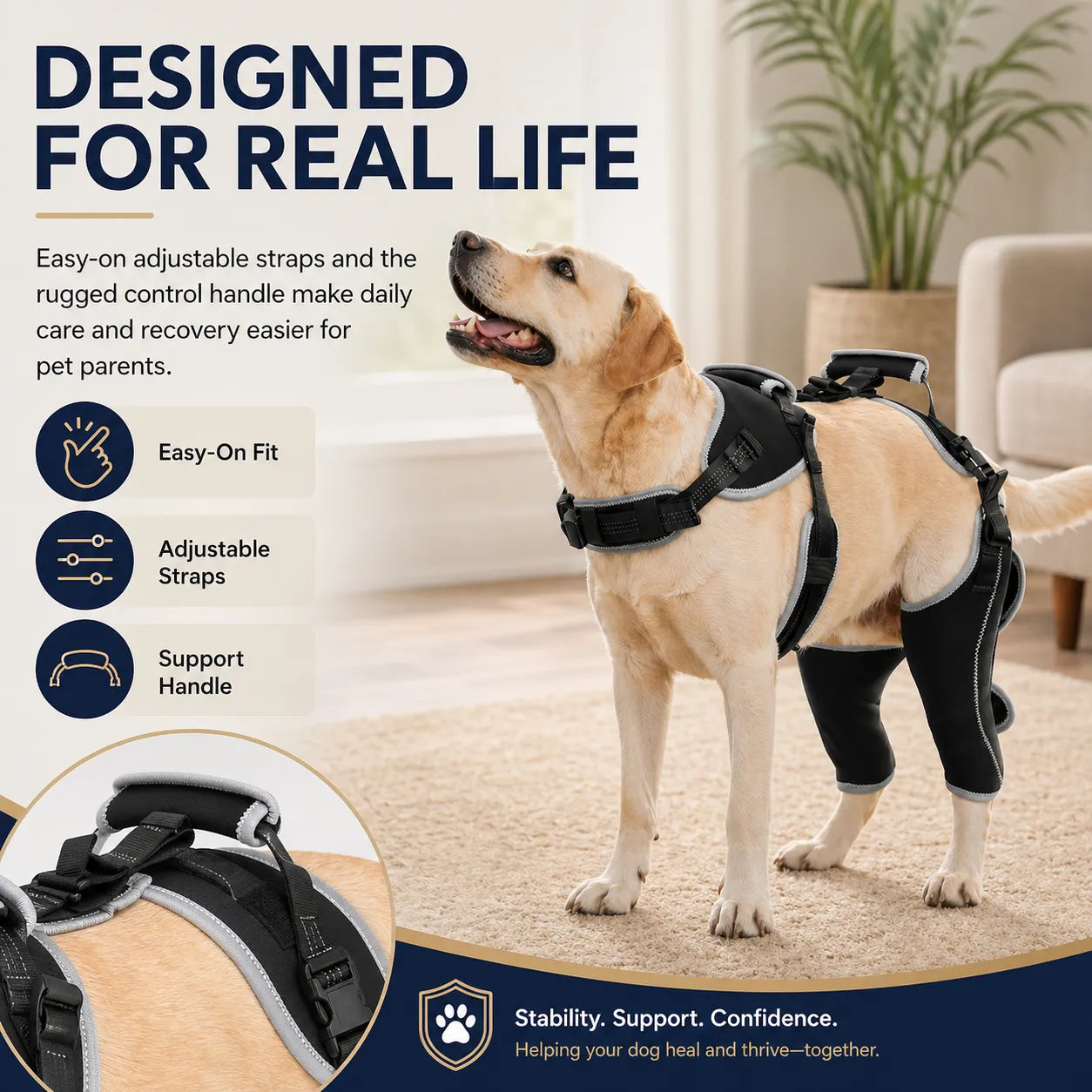 Adjustable Dog ACL Knee Brace – Single/Dual Leg Support