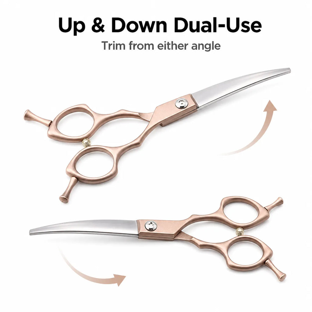 6.5-Inch Rose Gold Pet Grooming Thinning Shears, 15% Tooth Blade Scissors for Dogs and Cats