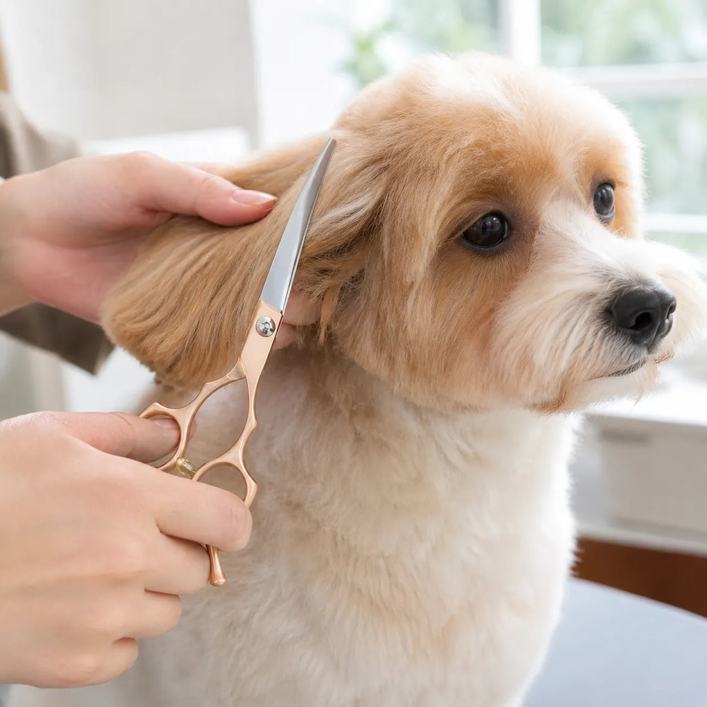 6.5-Inch Rose Gold Pet Grooming Thinning Shears, 15% Tooth Blade Scissors for Dogs and Cats
