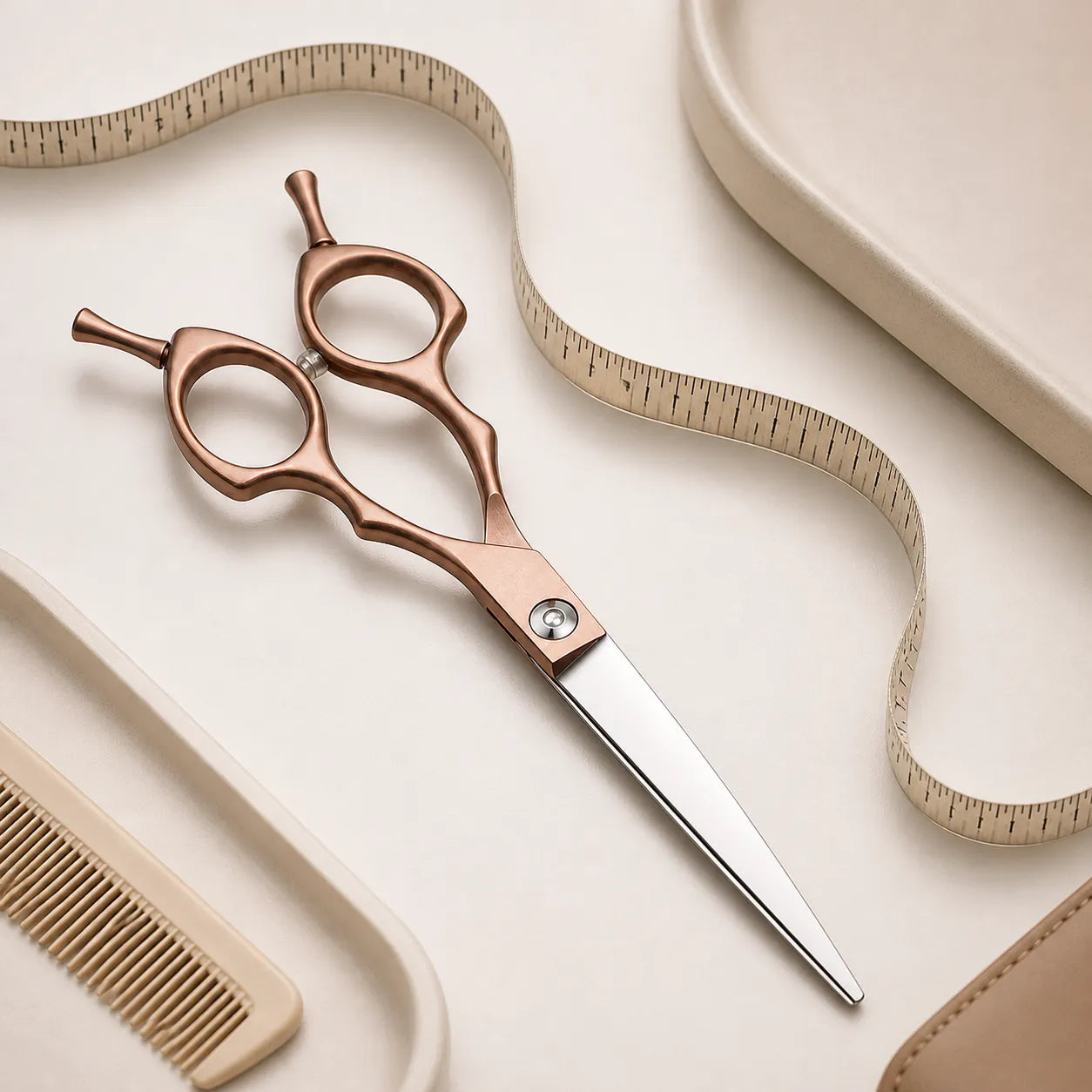 Dog Grooming Scissors 6.5” Straight Shears in Rose Gold