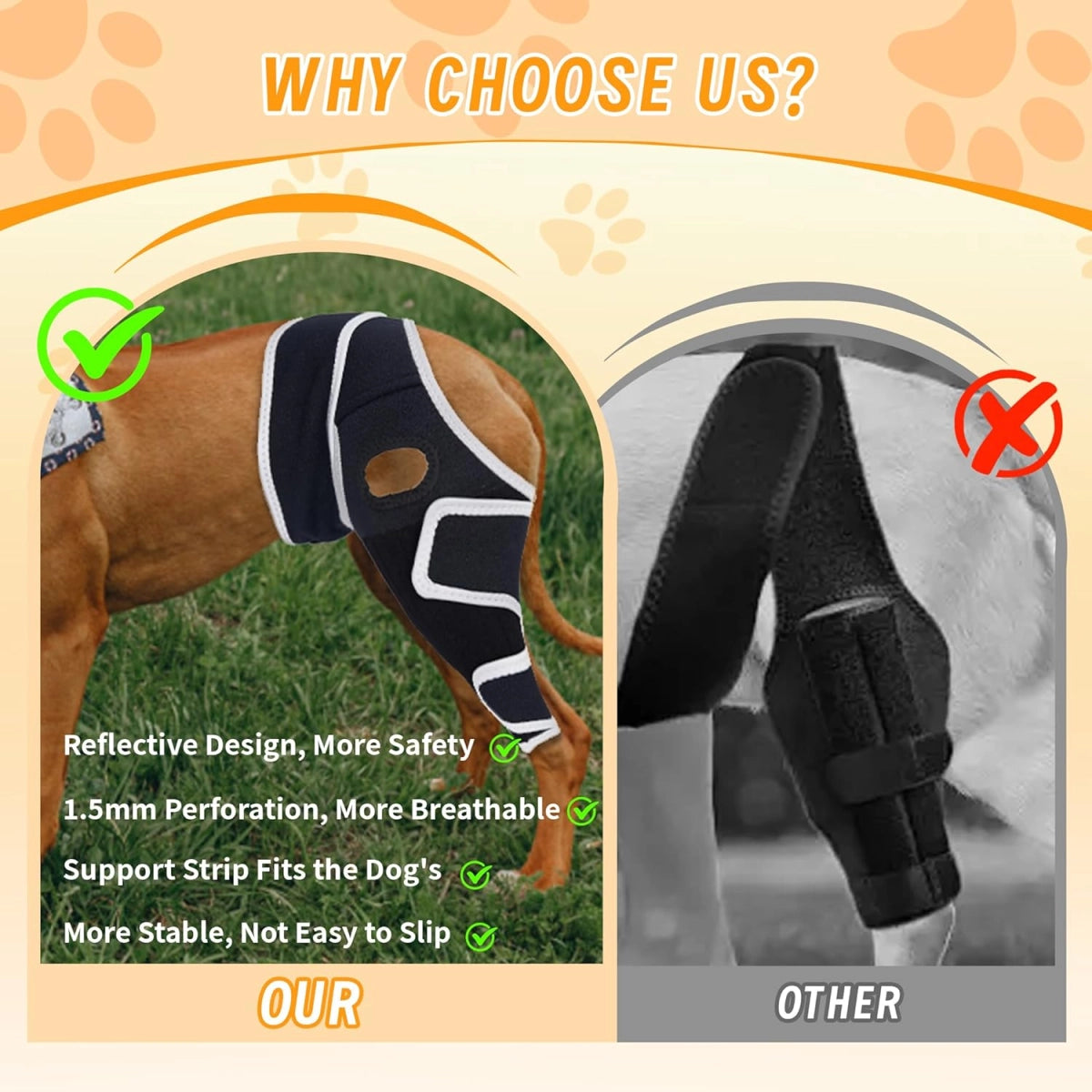 Professional Dog ACL/CCL Knee Brace with 6-Metal Stabilizers