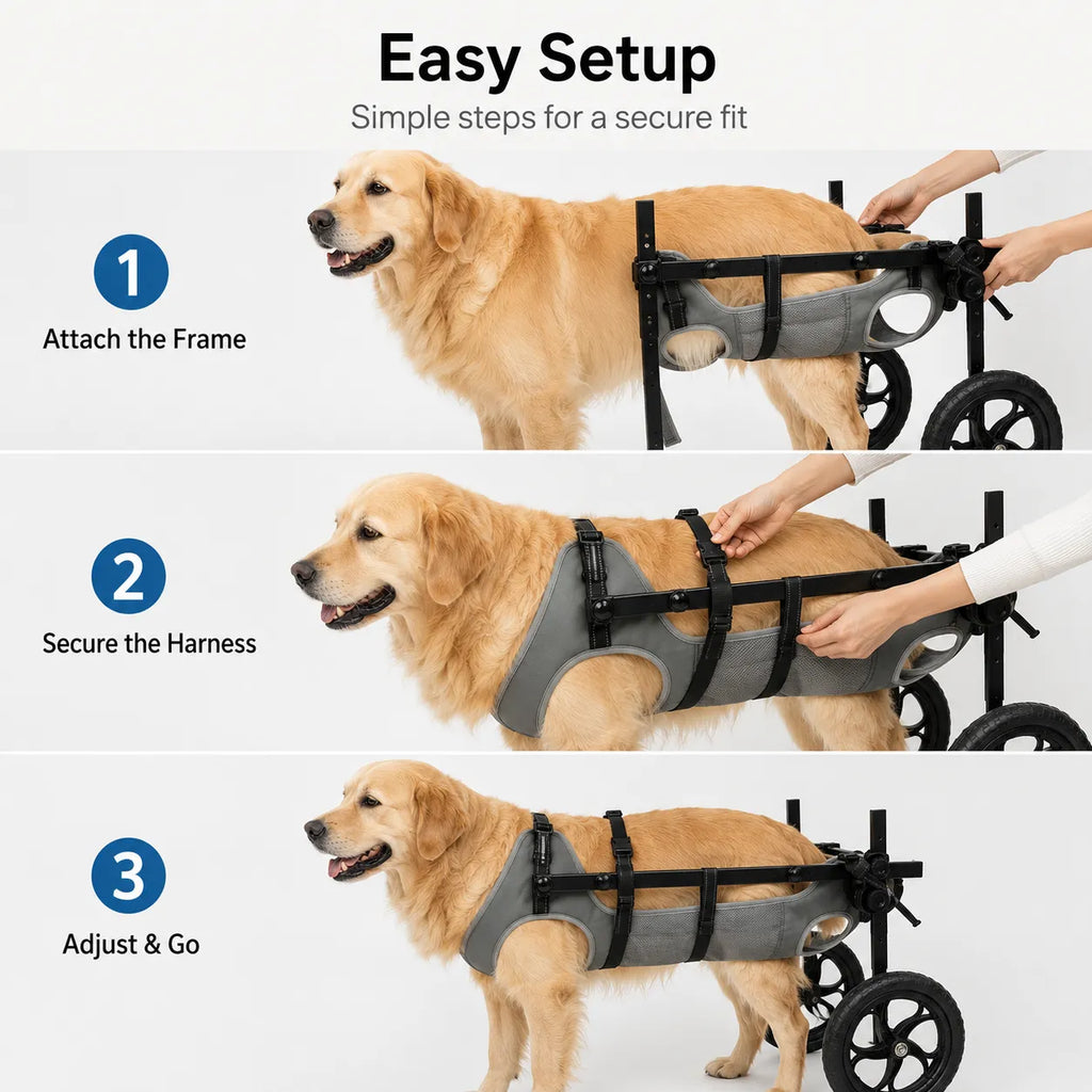 Large Dog Wheelchair for Back Legs – Adjustable Rear Support Mobility Cart for Senior & Disabled Dogs